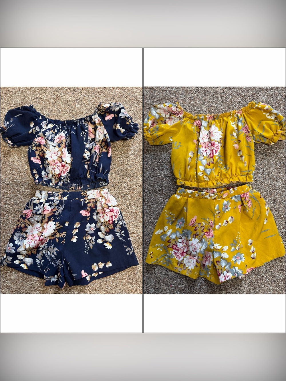 SHEIN Girls 2 Matching Sets Of Floral Top & Bottom Size 7Y!